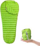 AEGISMAX Ultra-Light Goose Down Sleeping Bag Spring Autumn Ultra-compactable Sleeping Bag Mummy Sleeping Bag for Hiking, Backpacking and Camping-Green Regular