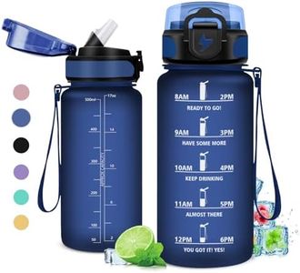 Borraccia Bambini 500 ml, Borraccia Palestra a Prova di Perdite, Borraccia Motivazionale con Cannuccia, Bottiglia d'acqua Sportiva con Indicatore del Tempo, Borraccia per Adulto, Bici, Viaggio