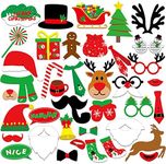 KUUQA Christmas Photo Booth Props Kit Merry Christmas Party Decoration Supplies, 39 Pieces