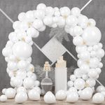 Voircoloria 90pack White Balloons Different Size 18/12/10/5 Inch Pearl White Balloon Garland Arch Kit for Wedding, Birthday, Graduation, Bridal Shower, Baby Shower, Bachelorette Decorations