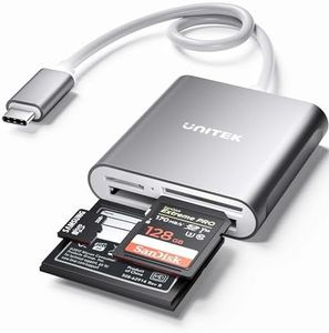 Unitek USB C SD Card Reader, Aluminum 3-Slot USB 3.0 Type-C Flash Memory Card Reader for USB C Device, Supports SanDisk Compact Flash Memory Card and Lexar Professional CompactFlash Card - Grey