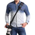 waka Camera Neck Strap with Quick Release and Safety Tether, Adjustable Camera Shoulder Sling Strap for Nikon Canon Sony Olympus DSLR Camera - Black (Retro)