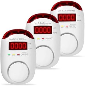 3 Packs Combination Gas & Carbon Monoxide Detectors, Plug in Natural Gas Detector & Carbon Monoxide Alarm, CO Detector Alarm & Propane, Methane, Explosive Gas Detector for Home,RV,Easy to Install