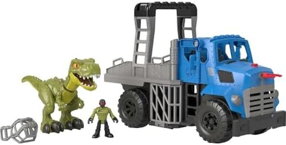 Fisher-Price Imaginext Jurassic World Dominion Toy, Break Out Dino Hauler Vehicle & T. rex Dinosaur for Preschool Kids Ages 3+ Years