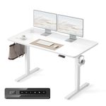 FEZIBO Standing Desk 55 x 24 Inch, Height Adjustable Desk with Memory Buttons, Electric Sit Stand Desk with 7th Gen Lift System, Home Office Table with Splice Board (Moon White)