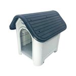 HugglePets Plastic Dog Kennel Weatherproof Pet House In & Outdoor Animal Shelter (Grey Roof)