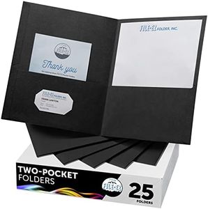 FILE-EZ Two-Pocket Folders, Black, 25-Pack, Textured Paper, Letter Size (EZ-32505)