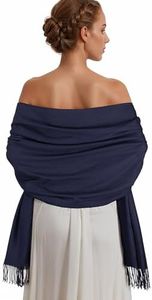 RUI VTRON Pashmina Shawl Wraps for Women Navy Large Winter Scarf Soft Shawls and Wraps for Evening Dresses Shawl for Wedding