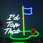 Looklight I'd Tap That Neon Sign Flag Neon Signs for Wall Decor, Golf Neon Signs with Dimmer Switch USB Golf Neon Light Sign Letter Neon Sign for Bedroom Gym Golf Boys Room Bar Party