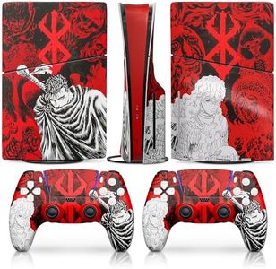 PS5 Slim Skin Compatible with PS5 Console Slim Disc Edition, Controller Skin Set – Dark Warrior Anime Art | Matte Finish | Scratch-Resistant, Protects from Dust | Precise Fit, Fade-Proof HD Print