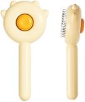 Emanya Dog & Cat Hair Brush Self-Cleaning Slicker Brush for Shedding and Grooming Loose, Pet Brush for Short and Long Haired Dogs, Cats, Rabbits & More, Dogs Combs, Deshedding Tool (Yellow)