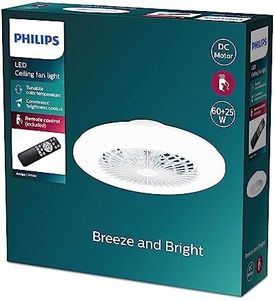 PHILIPS Deckenventilator und LED Deckenleuchte Amigo, 25W+60W, Durchmesser 58cm, rund, inkl. Fernbedienung, weiß