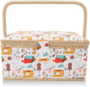 Sewing Basket, Fabric Large Capacity Sewing Storage Box for Home Cafe Outdoor Travel