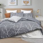 PHF Washed Soft Duvet Cover Set Super King Size, 3PCS Stylish Branch Comforter Cover Set, Ultra Soft Farmhouse Duvet Cover with Pillow Shams Bedding Collection(Super King Size, 260 x 220 cm, Grey)