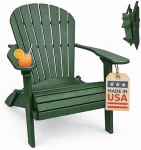 Turf Green-Poly Lumber Folding Adirondack Chair with Rolled Seating Heavy Duty Everlasting Lifetime PolyTuf HDPE - Made in USA - Amish Crafted