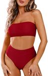 Pink Queen Women's Removable Strap Wrap High Waist Bikini Set Swimsuit Rose S