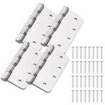 FORTSTRONG Commercial Grade Ball Bearing Door Hinge - Stainless Steel Heavy Duty - Interior and Exterior Doors - Outdoor & Indoor - Reversible - 4 Pack - Silver - 4" (10.16cm)