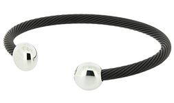 QRAY Black and White Deluxe Stainless Steel Golf Athletic Bracelet (Small: 6"~7")