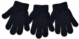 3 Pairs Children's Magic Gloves Winter Warm Soft Strechy (Black)