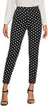 SweatyRocks Women's Casual Skinny Leggings Stretchy High Waisted Work Pants Black White Polka Dot XX-Large