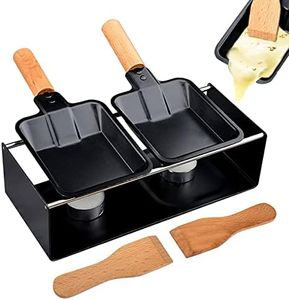 FantasyDay Mini Raclette Set,Two Grill Pan,Candlelight Cheese Melter Pan,Non Stick Rotaster Baking Tray Stove Set,Suitable for Cheese, Meat, Fish, and Vegetables（ not included candles）