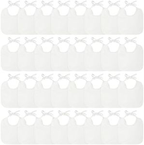 Panitay 40 Pack Solid White Feeder Bibs Cotton Baby Bibs for Feeding DIY Baby Bibs Baby Shower Games Gender Reveal Party