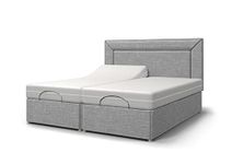 Backcarebeds Majestic Twin (4Ft' 6Inch Double) Electric Adjustable Bed Comes with Memory Foam Mattress & Quiet Motors | Mobility Beds | Headboard 3C in Woven Ash Colour