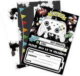 WERNNSAI Watercolor Video Game Party Invites - 20 Set Fill-in Invitations with Envelopes for Boys Game Theme Birthday Party Supplies Double-Sided Printed Invitation Cards