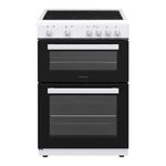 Statesman EDC60W Fan Assisted Double Oven Electric Cooker, 4 Zone Ceramic Hob, 60cm Wide, 2 Chrome Oven Shelves, Double Glazed Door, Adjustable Height, White