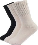 BomKinta Boot Socks for Women Winter Solid Thick Socks Soft Cozy Warm Socks Gifts for Women-Black Cream Cream -3 Pairs