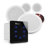 Power Dynamics 4x MSLP65 Marine Ceiling Speakers With A100B Black Wall Amplifier - Bluetooth Weatherproof Outdoor Speaker System