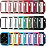 Sieral 24 Pcs Smart Watch Screen Protector Watch Bumper Case Hard Pc Case with Tempered Glass Screen Protective Cover Compatible with Iwatch for Men Women, Assorted Colors (44mm)