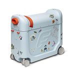 JetKids by Stokke BedBox, Blue Sky - Kid's Ride-On Suitcase & in-Flight Bed - Help Your Child Relax & Sleep on The Plane - Approved by Many Airlines - Best for Ages 3-7