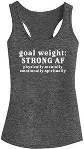 Fannoo Workout Tank Tops for Women-Goal Weight Womens Funny Saying Fitness Gym Racerback Sleeveless Shirts Grey