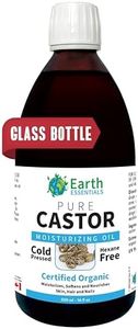 Earth Essentials Castor Oil 100% Pure Certified Organic Cold Pressed Hexane Free - 500ml 16.9 Oz