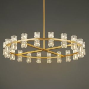 40-Lights Large Crystal Chandelier | Dia 42 Inch Round Chandeliers for Dining Room Over Table | Gold Dining Room Light Fixture Apply to Living Room | Entryway | Foyer | 40 X G4 bulbs (included)