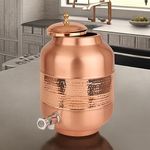 USHA SHRIRAM Pure Copper Water Matka 8 Litre | Eco-Friendly, Biodegradable & Non-Toxic | Water Bottle for Kids & Adults | Lightweight, Leak-Proof & Rust-Free Tamba Bottle (Pack of 1)