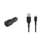 Belkin Premuim Car Bundle(42W Dual Port Fast Car Charger & USB-A to Lightning 1m charging cable)