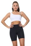 Active Star® Women's Yoga Shorts Activewear Workout Running High Waist Tummy Control Biker Sports Gym Shorts Pant with Pockets (L) Black