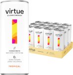 Virtue Yerba Mate - Natural Energy Drink - Sugar Free, Zero Calories, Vegan, Keto Friendly, Gluten Free - 12 x 250ml (Tropical)