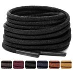 Stepace 2 Pairs Waxed Round Shoe Laces 3mm Oxford Shoelaces for Boots and Dress Shoes Black 76cm