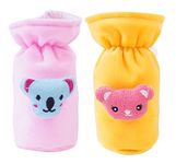 DA Anushi Soft Plush Stretchable Baby Feeding Bottle Cover Easy to Hold Strap with Cute Animated Cartoon| Suitable for 60-125 Ml Feeding Bottle(Light Pink-Yellow)