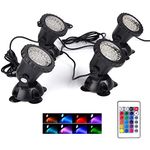 SHOYO Lawn Light Waterproof IP 68 Submersible Spotlight with 36-LED Bulbs 3.5W Color Changing Spot Light for Aquarium Garden Pond Pool Tank Fountain Waterfall (A Pair of 4)