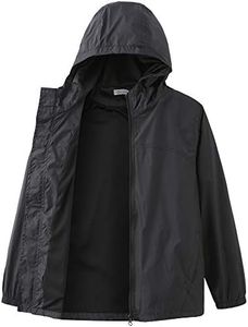 GRANDWISH Boys Waterproof Rain Jacket, Lightweight Active Hooded Raincoat, Black L-12