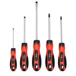 Magnetic Screwdriver Set,5 Pieces Slotted and Phillips Screwdriver with Ergonomic Comfortable Non-Skid Handle,Permanent Magnetic Tips,Rust Resistant Heavy Duty Craftsman Toolkit for Wet, Oily Hand