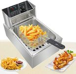 6L Electric Deep Fryer with Baskets 1700W, Countertop Commercial Deep Fryer with Drain for Home Restaurant Stainless Steel Oil French Fries Fring Tank, Onion Rings, Latin Donut, Egg Fried Chicken