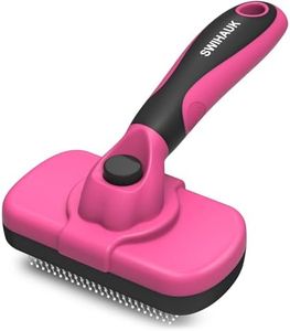 Swihauk Self Cleaning Slicker Brush for Dogs & Cats - Skin Friendly Grooming, Deshedding, Hair Removal for Puppies & Long/Short Haired Pets, Pet Supplies Accessory, Pink