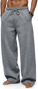 EFAN Mens Wide Leg Baggy Sweatpants Open Bottom Drawstring Pants Darkgrey L