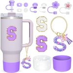 13 Pcs Letter Cup Accessories Set for Stanley Straw Cover Silicone Boots Compatible with Stanley Tumbler 30 oz 40 oz Personalized Initial Name ID A-Z Letter Charm Letter Stickers for Women Girls(L)