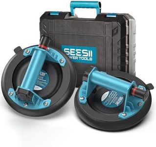 SEESII Suction Cups for Glass Lifting: 8" Tile Suction Cup Lifter with Handle and Pump, 200KG Load Capacity Heavy Duty Vacuum Lifter for Lifting Large Tile, Granite, Metal, Windows (2-Pack)